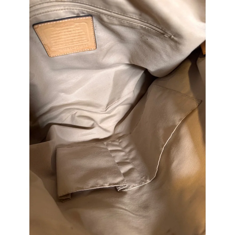 Coach Peyton Tattersall Tote Multicolor Plaid Cream Leather Trim F21924 - Picture 5 of 6